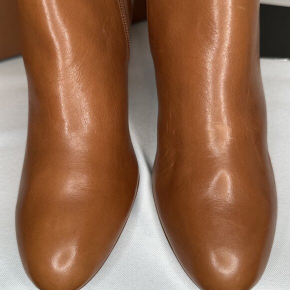 Coach Hickory Saddle Brown Leather Stiletto High Heels Ankle Boots - Picture 4 of 11